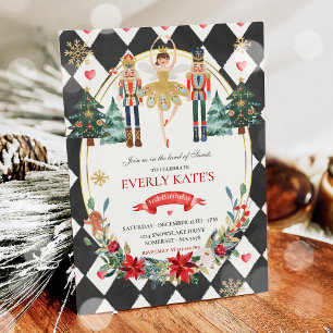 Red And Gold Nutcracker Birthday Sugar Plum Fairy Invitation