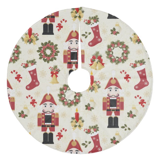 Red and Gold Nutcracker Fleece Tree Skirt (Front)