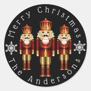 Red and Gold Nutcracker Personalise Classic Round  Sticker