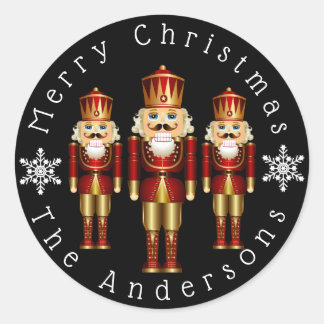 Red and Gold Nutcracker Personalise Classic Round  Sticker