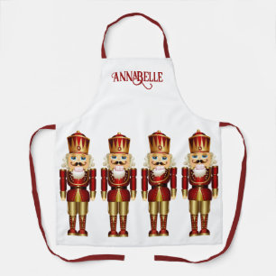 Red and Gold Nutcrackers Personalise Apron