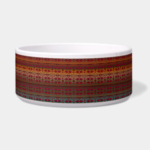 Red and Gold Ombre, Southwestern Ceramic Pet Bowl