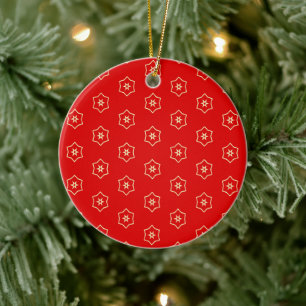 Red and Gold Ornamental Design Ceramic Tree Decoration