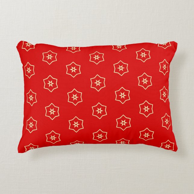 Red and Gold Ornamental Design Decorative Cushion (Front)