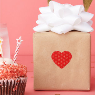 Red and Gold Ornamental Design Heart Sticker