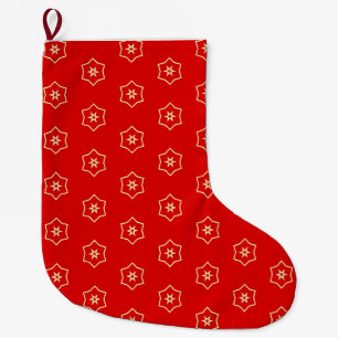Red and Gold Ornamental Design Large Christmas Stocking