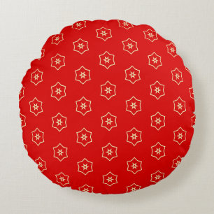 Red and Gold Ornamental Design Round Cushion