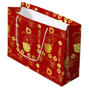 Red and Gold Ornaments Large Gift Bag