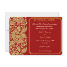 Red and gold paisley Hindu wedding