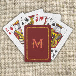 Red and Gold Personalized Monogram and Name Playing Cards<br><div class="desc">Red and Gold Personalized Monogram and Name Bicycle Playing Cards</div>