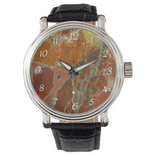 Red and Gold Pertrified Wood Watch