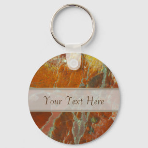 Red and Gold Petrified Wood Key Ring