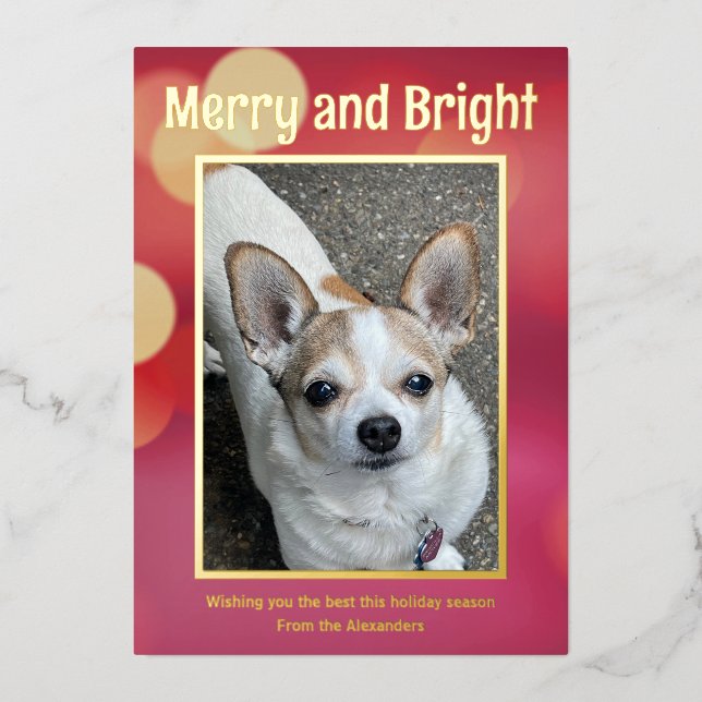 Red and Gold Photo Foil Holiday Card (Front)