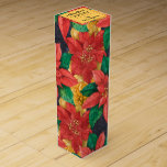 Red and Gold Poinsettias Christmas Wine Box<br><div class="desc">Red and gold poinsettias and leaves surround these WINE GIFT BOX - perfect to wrap your party favours,  business gifts,  corporate gifts and more. MATCHING tissue paper and more created for you in our store.</div>