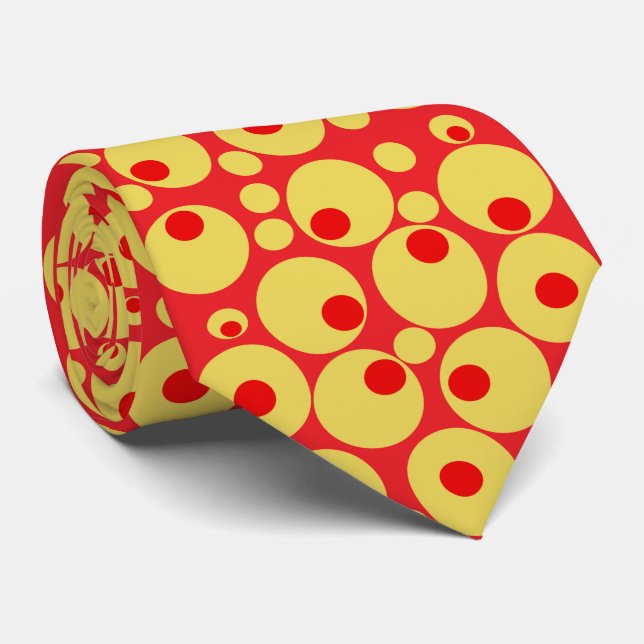 Red and Gold Polka Dots Tie (Rolled)
