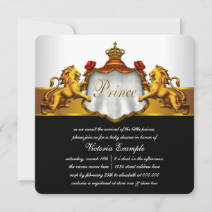Red and Gold Prince Baby Shower Invitation