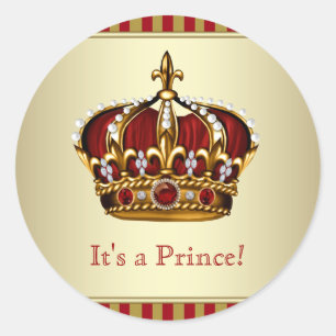 Red and Gold Prince Baby Shower Stickers
