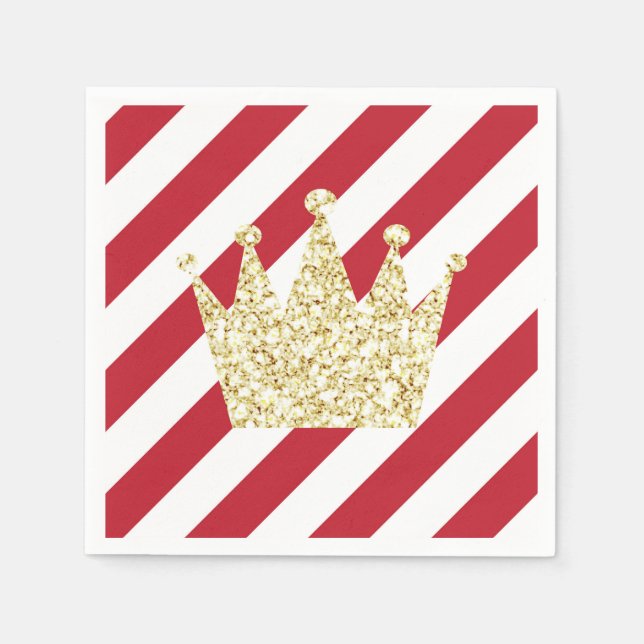Red and Gold Prince Crown Napkins (Front)
