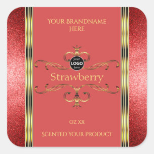 Red and Gold Product Labels Glitter Borders Logo