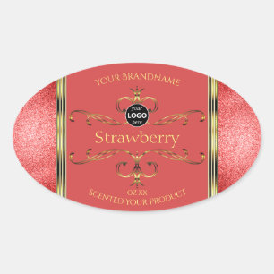 Red and Gold Product Labels Glitter Borders Logo