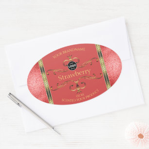 Red and Gold Product Labels Glitter Borders Logo