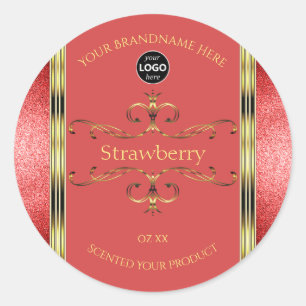 Red and Gold Product Labels Glitter Borders Logo