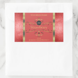 Red and Gold Product Labels Glitter Borders Logo