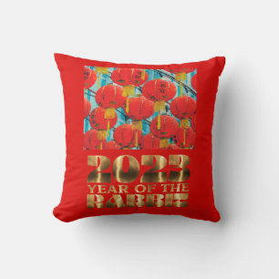 Red and Gold Rabbit Chinese New Year Cushion