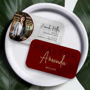 Red and Gold Realtor Broker Real Estate Agent Business Card