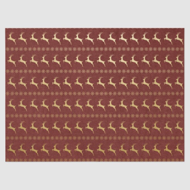 Red and Gold Reindeer Christmas Tissue Paper (Front)