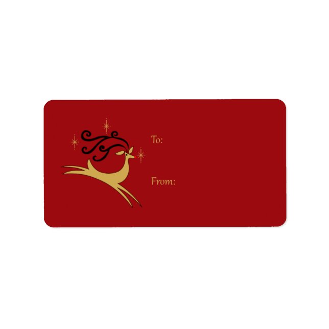 Red and Gold Reindeer Gift Tags (Front)