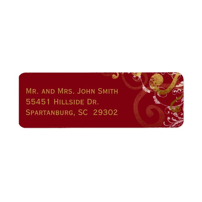 Red and Gold Return Address Label (Front)