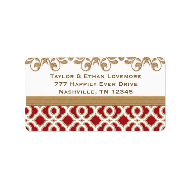 Red and Gold Return Address Labels (Front)