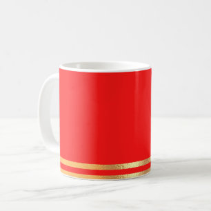 Red and Gold Rimmed Coffee Mug
