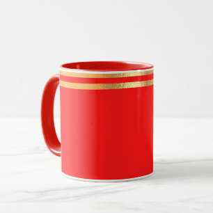 Red and Gold Rimmed  Mug