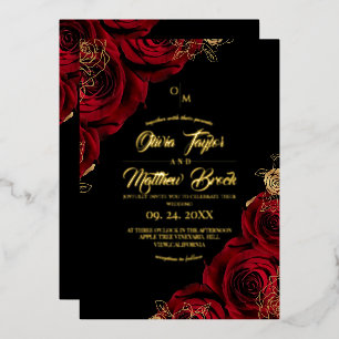 Red and Gold Roses Flowers Wedding