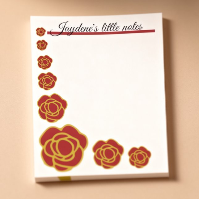 Red And Gold Roses  Post-it Notes (Cute red roses with gold trip and the heading can be customized to whatever you want.)