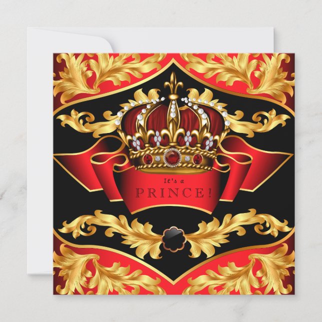 Red and Gold Royal Baby Shower Invitation (Front)