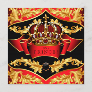 Red and Gold Royal Baby Shower Invitation