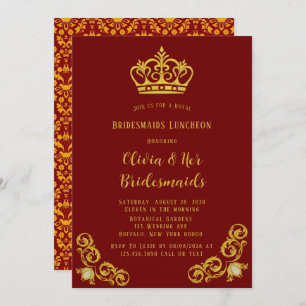 Red and Gold Royal Bridesmaids Luncheon Invitation
