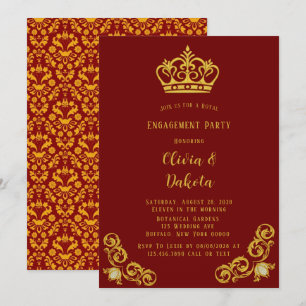 Red and Gold Royal Wedding Engagement Party Invitation
