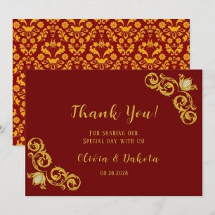 Red and Gold Royal Wedding Thank You Cards