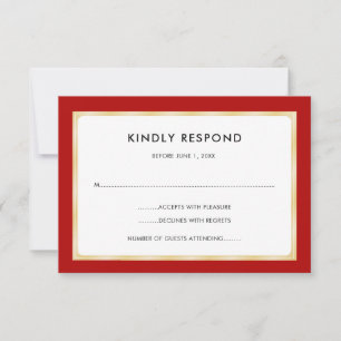 Red and Gold   RSVP Card