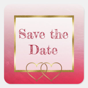 Red and Gold Save the Date Wedding Stickers