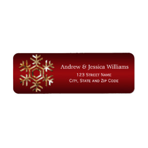 Red and Gold Snowflake Address Labels
