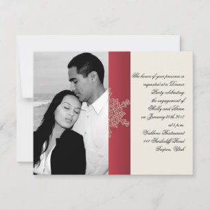Red and Gold Snowflake Wedding Engagement Invitation