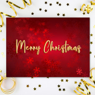 Red and Gold Snowflakes Classic Christmas  Holiday Card