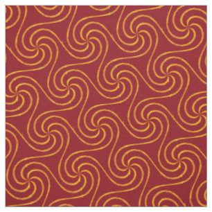 Red and Gold Spirals Christmas Pattern Elegant Fabric