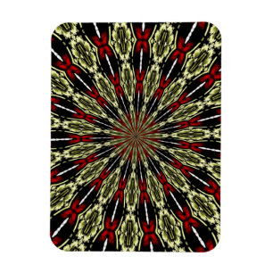 Red and Gold Stained Glass Window Kaleidoscope Magnet