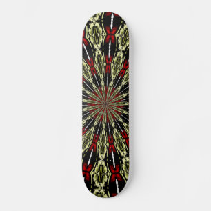 Red and Gold Stained Glass Window Kaleidoscope Skateboard